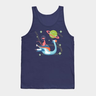 Mid-Century Modern Atomic Cat on Space Speeder Bike Tank Top